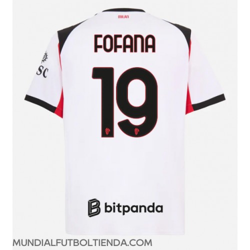 Camiseta AC Milan Youssouf Fofana #19 Segunda Equipación Replica 2025-26 mangas cortas
